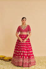 Load image into Gallery viewer, Maira - Dabka Zardozi Embroidered Raw Silk Hotpink Bridal Lehenga Set
