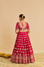Load image into Gallery viewer, Maira - Dabka Zardozi Embroidered Raw Silk Hotpink Bridal Lehenga Set
