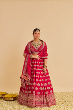 Load image into Gallery viewer, Maira - Dabka Zardozi Embroidered Raw Silk Hotpink Bridal Lehenga Set
