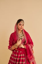 Load image into Gallery viewer, Maira - Dabka Zardozi Embroidered Raw Silk Hotpink Bridal Lehenga Set
