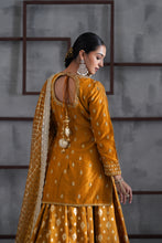 Load image into Gallery viewer, Mustard embroidered kurti, brocade lehenga and dupatta
