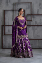 Load image into Gallery viewer, Purple embroidered Kurti, Banarsi lehenga and dupatta
