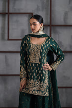 Load image into Gallery viewer, Green embroidred kurti, booti sharara and dupatta
