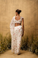 Load image into Gallery viewer, Ivory Pre-stitched hand embroidered organza saree set
