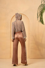 Load image into Gallery viewer, Mettalic rose gold embroidered co-ord set with hoodie
