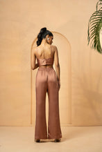 Load image into Gallery viewer, Mettalic rose gold pant top set
