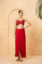 Load image into Gallery viewer, Red embroidered co-ord set
