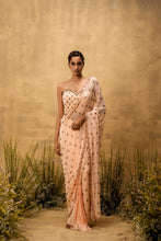 Load image into Gallery viewer, Peach Pre-stitched hand embroidered georgette saree set
