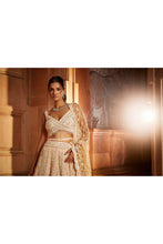 Load image into Gallery viewer, NUDE PINK TULLE LEHENGA CHOLI DUPATTA SET WITH WORKED BELT
