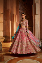 Load image into Gallery viewer, ROSE PINK ORGANZA LEHENGA CHOLI DUPATTA SET
