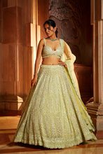 Load image into Gallery viewer, LIME GREEN TULLE LEHENGA CHOLI DUPATTA SET
