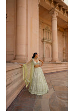 Load image into Gallery viewer, LIME GREEN TULLE LEHENGA CHOLI DUPATTA SET
