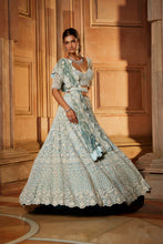 Load image into Gallery viewer, AQUA OMBREY TULLE LEHENGA CHOLI DUPATTA SET
