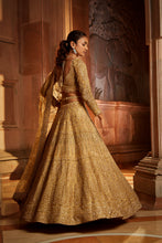 Load image into Gallery viewer, GOLD ORGANZA LEHENGA CHOLI DUPATTA WITH WORKED BELT
