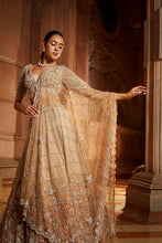 Load image into Gallery viewer, MUSHROOM OMBRE DYED ORGANZA LEHENGA CHOLI SET WITH TULLE DUPATTA
