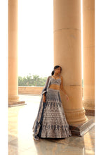 Load image into Gallery viewer, MIDNIGHT BLUE TULLE LEHENGA CHOLI SET
