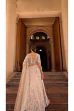 Load image into Gallery viewer, MUSHROOM OMBRE DYED ORGANZA LEHENGA CHOLI SET WITH TULLE DUPATTA
