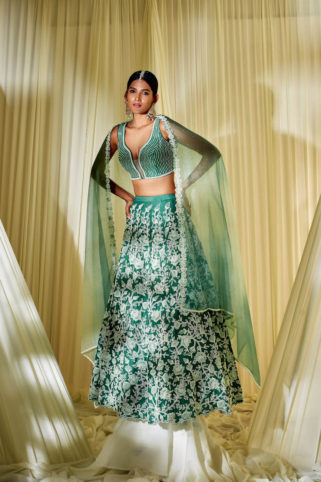 TEAL GREEN LEHENGA SET