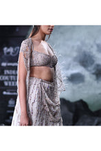 Load image into Gallery viewer, Cynthia Chiffon Crystal Encrusted Draped Sari Set
