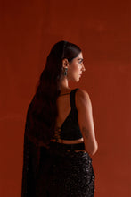Load image into Gallery viewer, Black Sequins Georgette Saree
