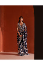 Load image into Gallery viewer, Midnight Blue Net Saree
