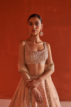 Load image into Gallery viewer, Peach Raw Silk Lehenga Set
