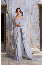 Load image into Gallery viewer, GREY SEQUANCE GEORGETTE SAREE
