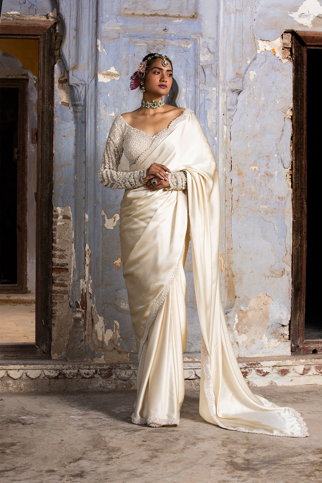 GREY GEORGETTE SAREE