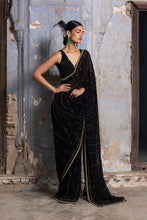 Load image into Gallery viewer, BLACK GOLD GEORGETTE SAREE
