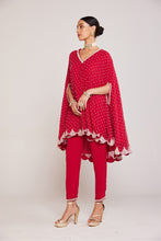 Load image into Gallery viewer, Crimson Red Asymmetrical Cape Set
