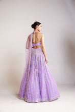 Load image into Gallery viewer, Lilac Chandelier Pearl Halter Neck Lehenga Set
