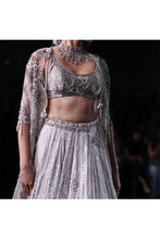 Load image into Gallery viewer, Dusty Ivory Chikankari lehenga interspersed with Pearl and zardozi hand embroidery
