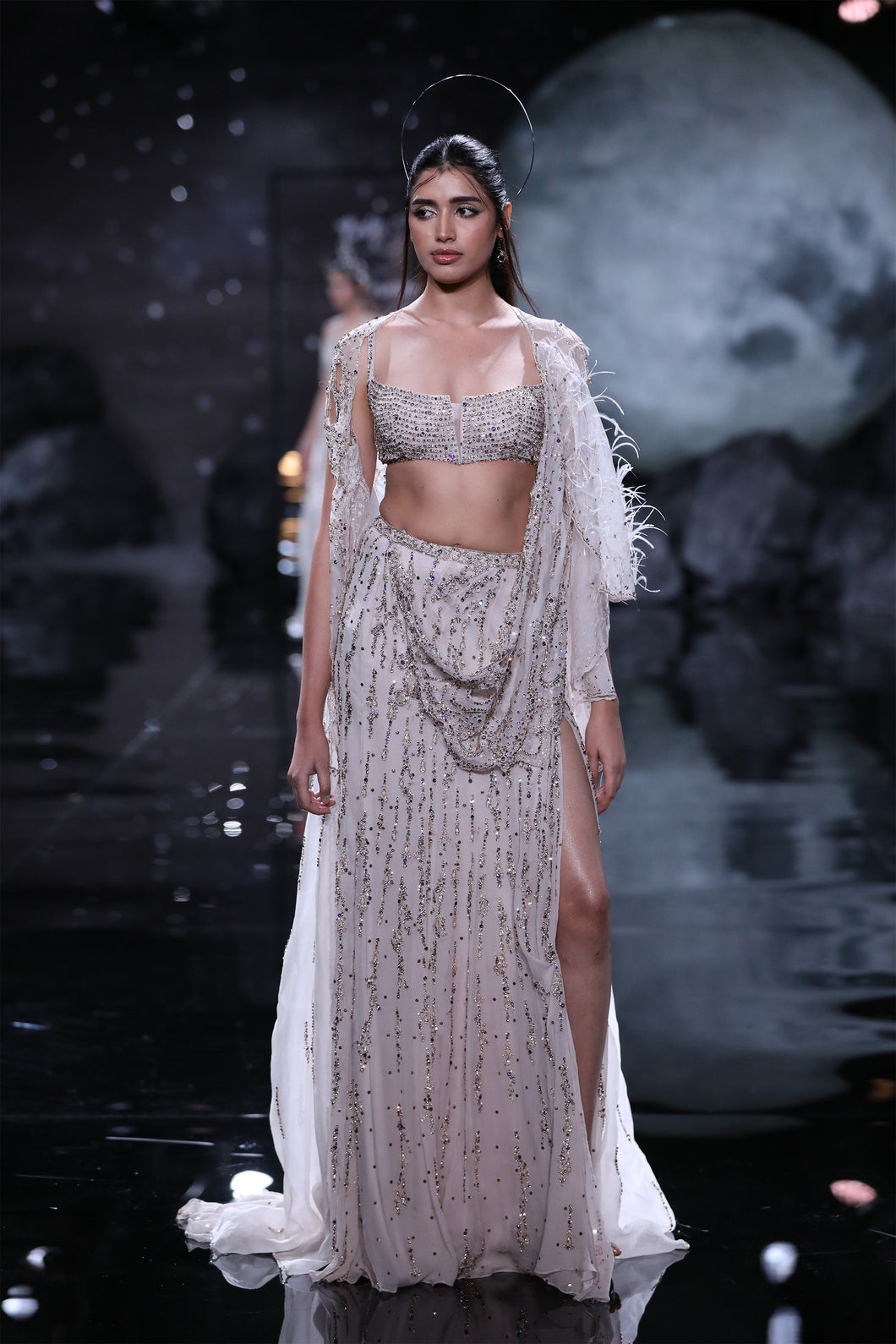 Cynthia Chiffon Crystal Encrusted Draped Sari Set