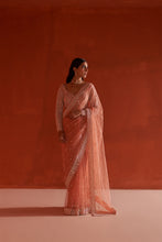 Load image into Gallery viewer, Pastel Orange Net Saree
