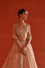 Load image into Gallery viewer, Peach Raw Silk Lehenga Set
