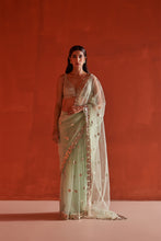 Load image into Gallery viewer, Sea Green Net Saree
