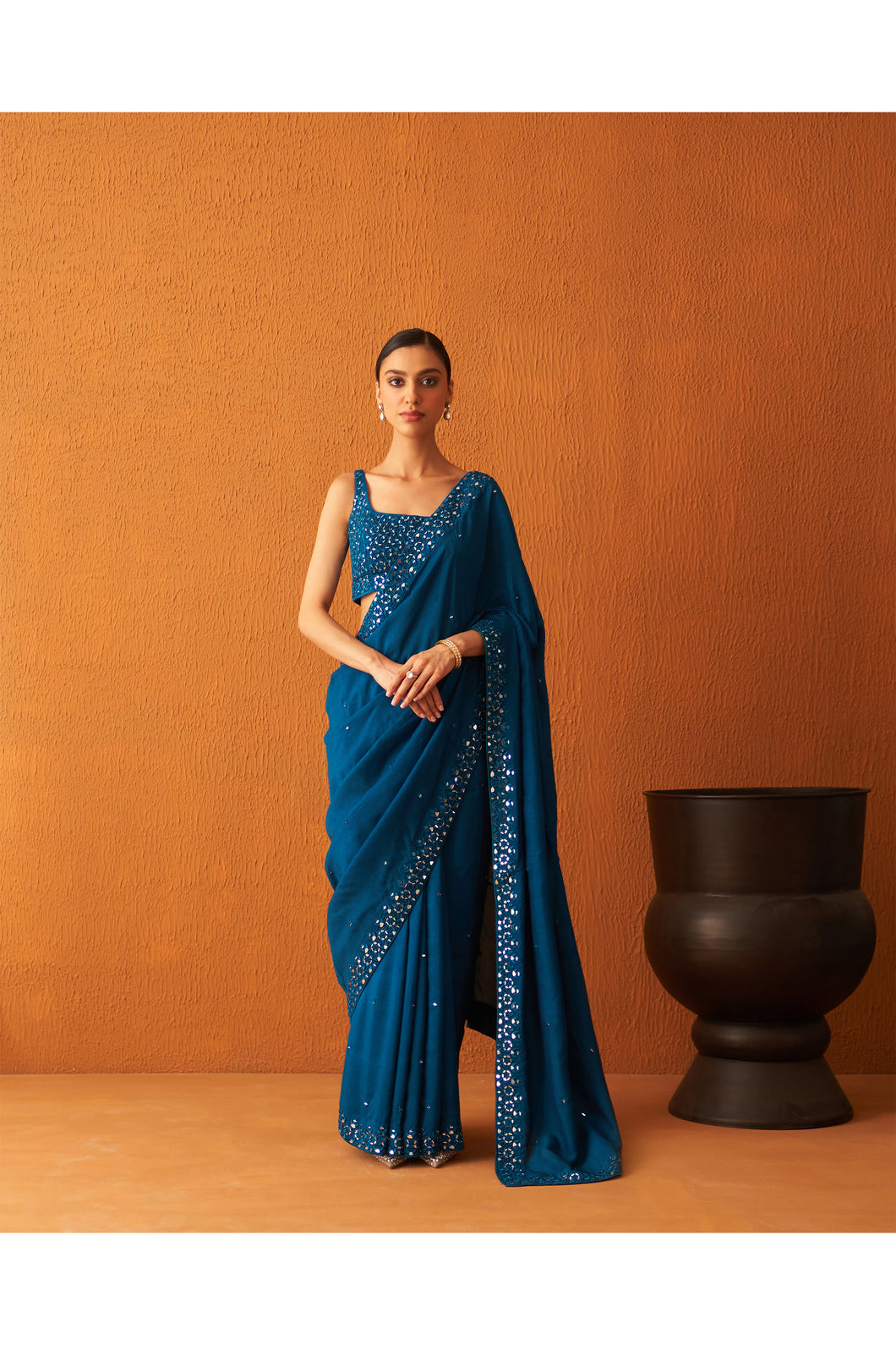 Peacock Blue Silk Saree