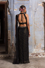 Load image into Gallery viewer, BLACK AND GOLD DRAPE SAREE
