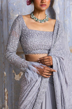 Load image into Gallery viewer, GREY SEQUANCE GEORGETTE SAREE
