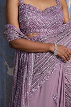 Load image into Gallery viewer, LAVENDER GEORGETTE DRAPE SAREE
