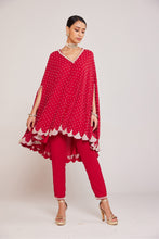 Load image into Gallery viewer, Crimson Red Asymmetrical Cape Set
