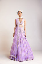 Load image into Gallery viewer, Lilac V Neck Pearl Chandelier Lehenga Set
