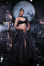 Load image into Gallery viewer, Black Heavy Lurex weave lehenga set
