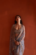 Load image into Gallery viewer, Grey Net saree
