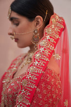 Load image into Gallery viewer, Bright Red Double Dupatta Lehenga Set
