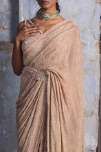 Load image into Gallery viewer, BEIGE GEORGETTE OMBRE SAREE WITH BELT
