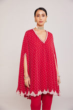 Load image into Gallery viewer, Crimson Red Asymmetrical Cape Set
