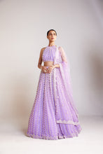 Load image into Gallery viewer, Lilac Chandelier Pearl Halter Neck Lehenga Set
