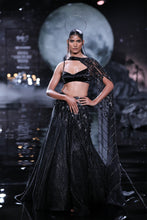 Load image into Gallery viewer, Black Heavy Lurex weave lehenga set
