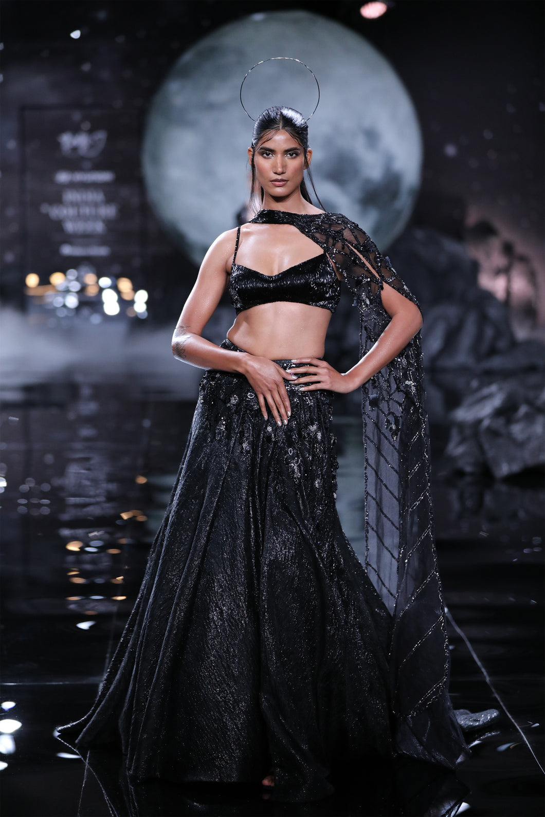 Black Heavy Lurex weave lehenga set